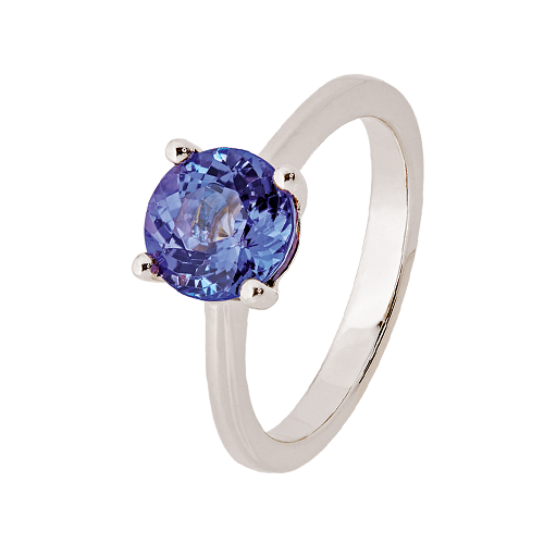 9kt White Gold 4 Claw Round Tanzanite Solitaire Ring (0.20ct-0.85ct)