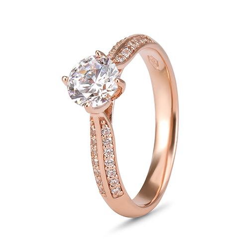 Collections :: Yes! :: 9kt Rose Gold Cubic Zirconia Solitaire 2 Row ...