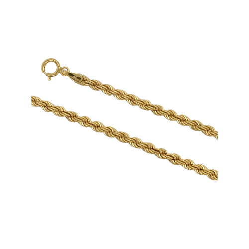 9Kt Yellow Gold Hollow 050 Light Rope Bracelet (2.60mm)