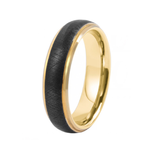 Yellow Gold Plate & Black Tungsten Ring (6mm)