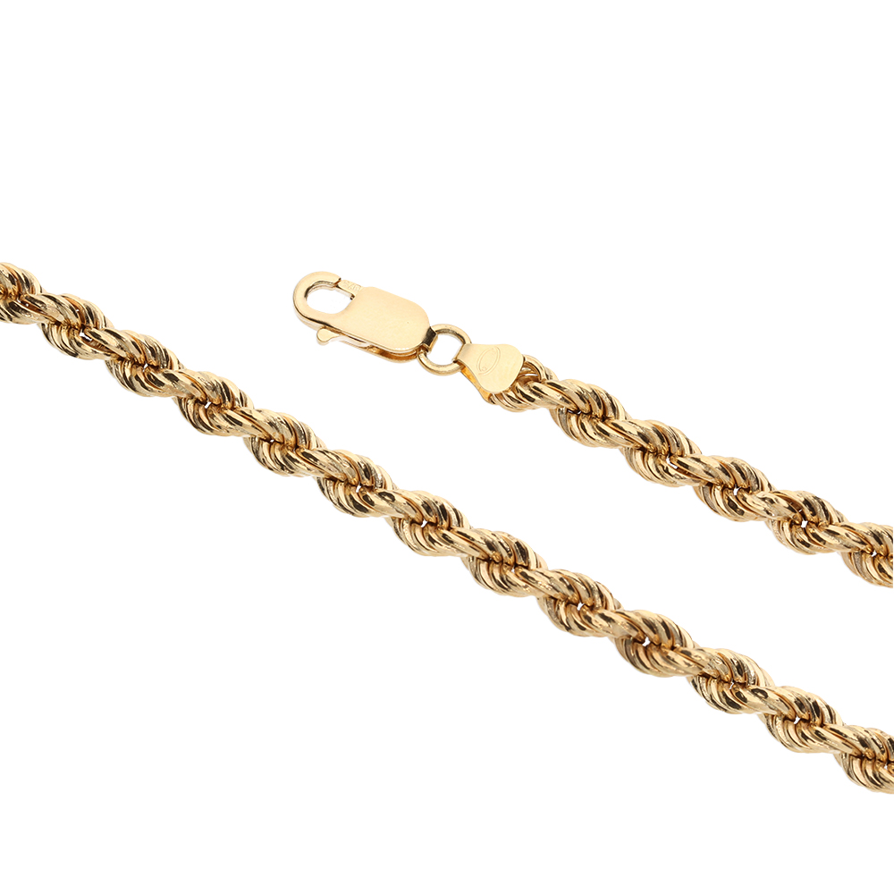 9Kt Yellow Gold Hollow Rope Chain (5mm)