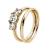 9k Yellow Gold Cubic Zirconia 3 Stone Hearts Cut Out Sides Ring (0.75ct)