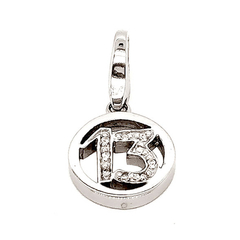 Silver '13' Cubic Zirconia Charm