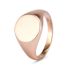 9k Rose Gold Round Signet Ring (11mm Diameter), Metal: 9k Gold, Colour: Rose, Finger Size: M