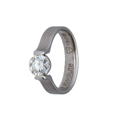 18k White Gold Heart of Gold Solitaire Diamond Ring