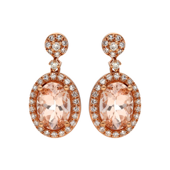 9k Rose Gold Diamond & Morganite Earrings