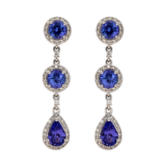9k White Gold Diamond & Tanzanite Earrings