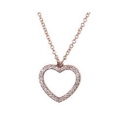 9Kt Rose Gold Diamond Micro Pave' Heart Necklace (0.16ct)