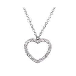9Kt White Gold Diamond Micro Pave Heart Necklace (0.16ct)