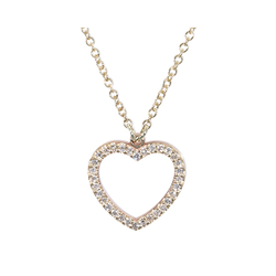 9Kt Yellow Gold Diamond Micro Pave' Heart Necklace (0.16ct)