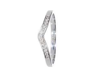 9Kt White Gold Pave Diamond Curved Band