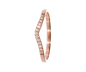 9Kt Rose Gold Micro Pave' Diamond Curved Band