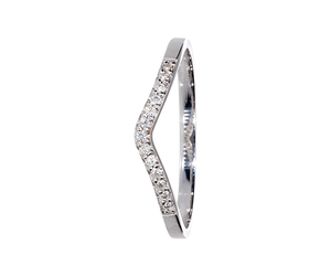 9Kt White Gold Micro Pave' Diamond Curved Band