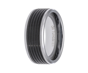 Silver Plated Black Centre Tungsten Ring (9mm)