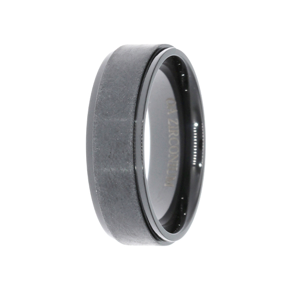 Zirconium with Brushed Bevel Edge Wedding Band (7mm)