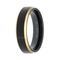 Black Tungsten Ring With Yellow Gold Plated Beveled Edges (6mm)